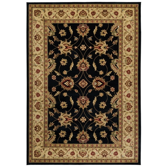 SAFAVIEH Lyndhurst Miah Floral Area Rug, Black/Ivory, 8'9" x 12'