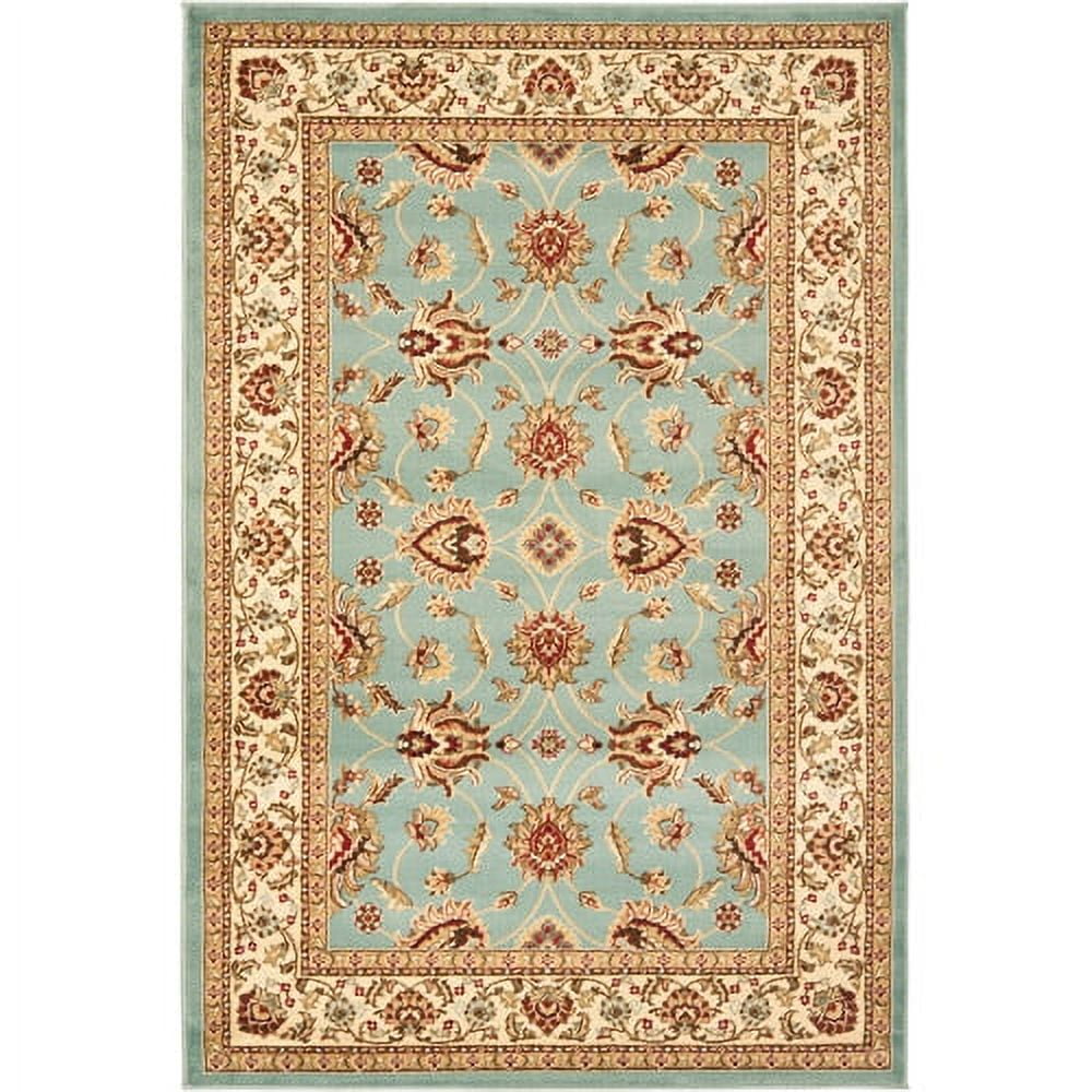 Elegant Blue and Ivory Square Synthetic Area Rug, 6'7" x 6'7"