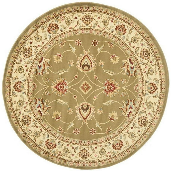 SAFAVIEH Lyndhurst Miah Floral Border Area Rug, Green/Ivory, 5'3" x 5'3" Round
