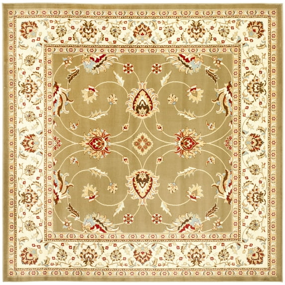 SAFAVIEH Lyndhurst Miah Floral Border Area Rug, Green/Ivory, 6'7" x 6'7" Square