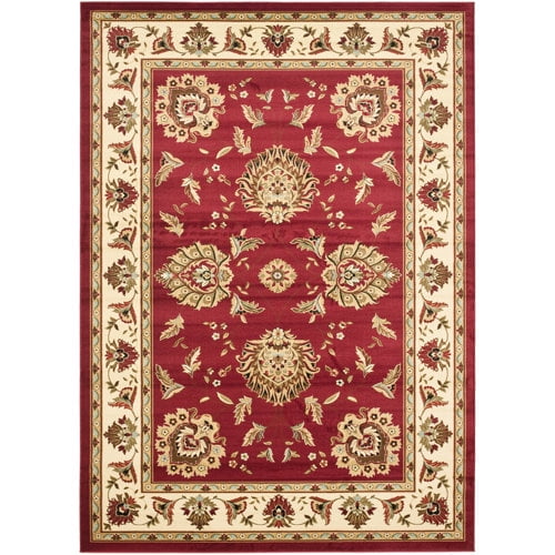 SAFAVIEH Lyndhurst Miah Floral Border Area Rug, Red/Ivory, 5'3" x 7'6"