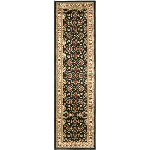 SAFAVIEH Lyndhurst Miah Floral Border Runner Rug, Black/Ivory, 2'3" x 16'