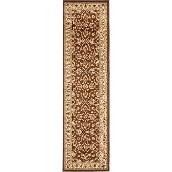 SAFAVIEH Lyndhurst Miah Floral Border Runner Rug, Brown/Ivory, 2'3" x 8'