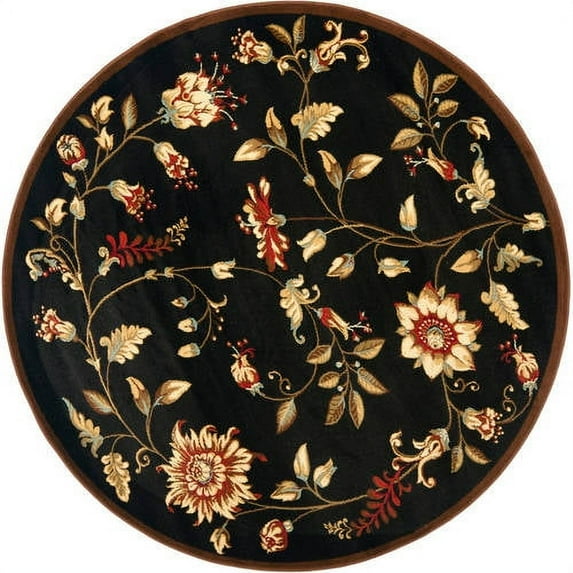SAFAVIEH Lyndhurst Milo Floral Border Area Rug, Black/Multi, 6'7" x 6'7" Square