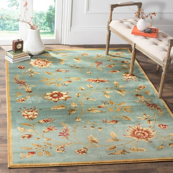 SAFAVIEH Lyndhurst Milo Floral Border Area Rug, Blue/Multi, 3'3" x 5'3"