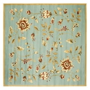 SAFAVIEH Lyndhurst Milo Floral Border Area Rug, Blue/Multi, 6'7" x 6'7" Square