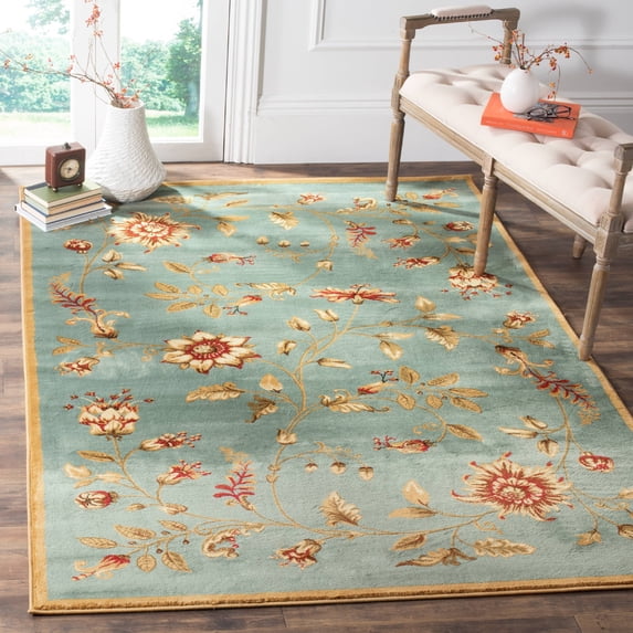 SAFAVIEH Lyndhurst Milo Floral Border Area Rug, Blue/Multi, 6'7" x 9'6"