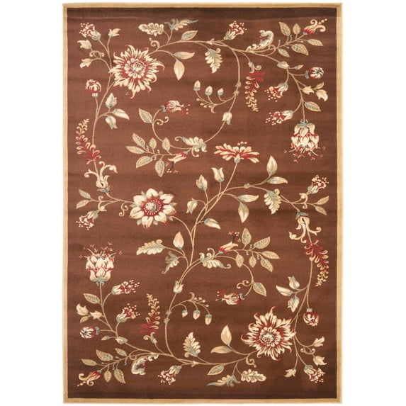 SAFAVIEH Lyndhurst Milo Floral Border Area Rug, Brown/Multi, 4' x 6'