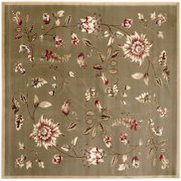 SAFAVIEH Lyndhurst Milo Floral Border Area Rug, Green/Multi, 6'7" x 6'7" Square