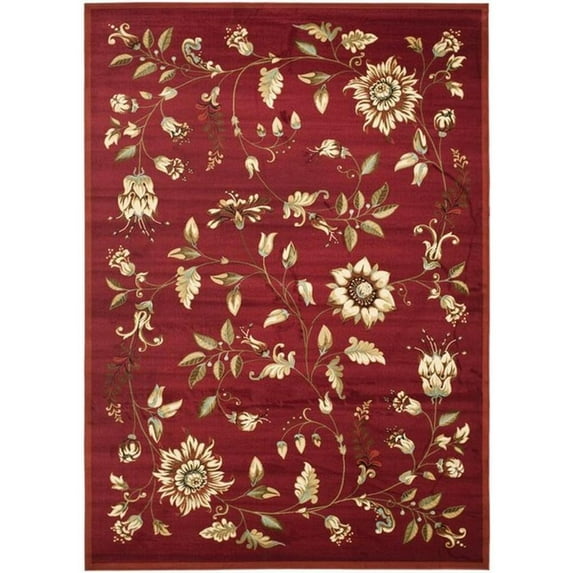 SAFAVIEH Lyndhurst Milo Floral Border Area Rug, Red/Multi, 8' x 11'