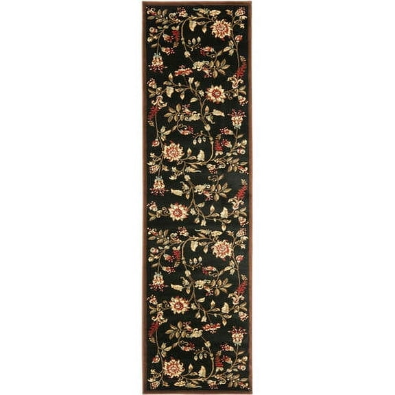 SAFAVIEH Lyndhurst Milo Floral Border Runner Rug, Black/Multi, 2'3" x 16'