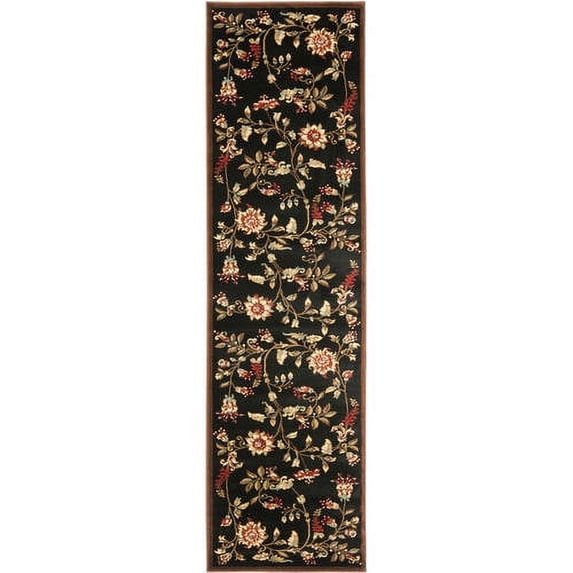 SAFAVIEH Lyndhurst Milo Floral Border Runner Rug, Black/Multi, 2'3" x 8'