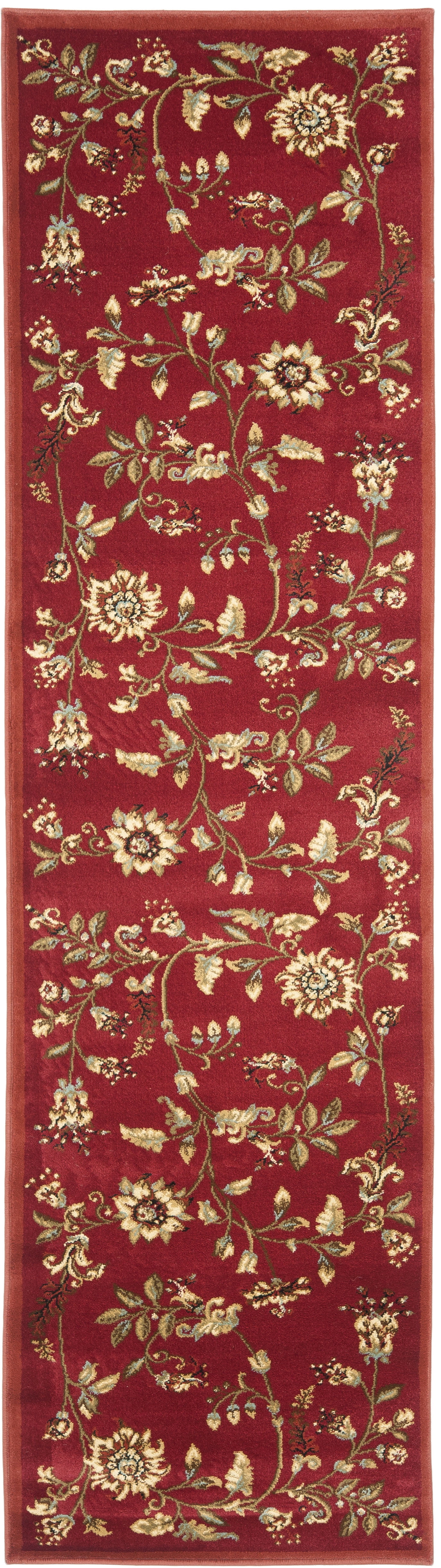 Red and Multi Synthetic Stain-Resistant Area Rug