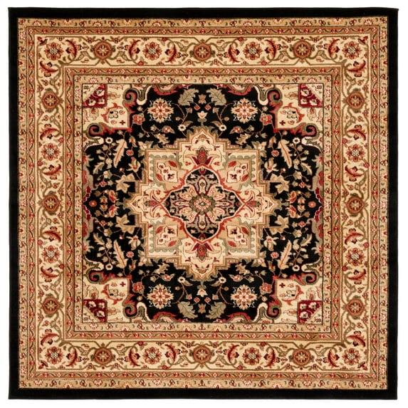 SAFAVIEH Lyndhurst Miranda Floral Area Rug, Black/Beige, 6' x 6' Square