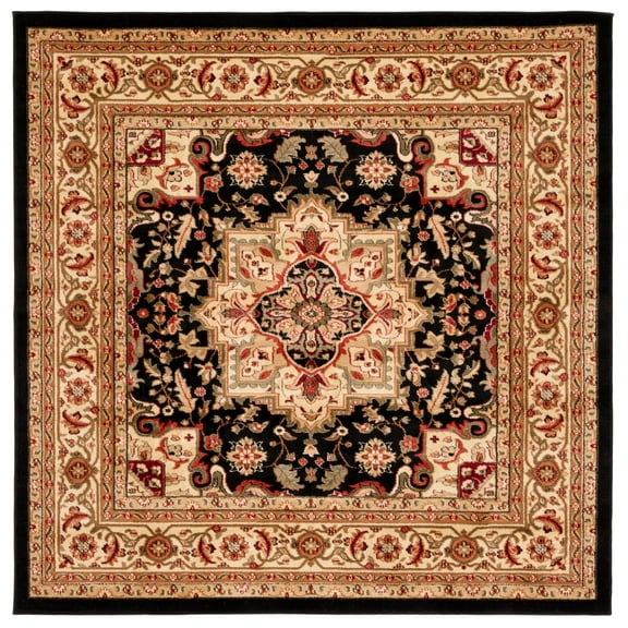 SAFAVIEH Lyndhurst Miranda Floral Area Rug, Black/Beige, 6' x 6' Square