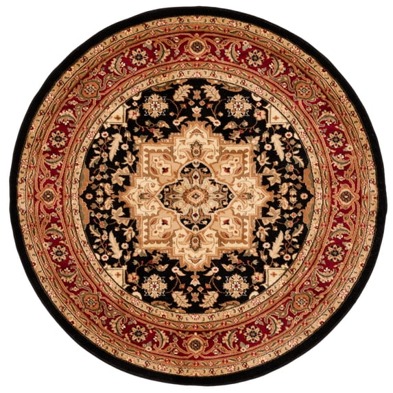 SAFAVIEH Lyndhurst Miranda Floral Area Rug, Black/Red, 6' x 6' Round