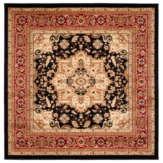 SAFAVIEH Lyndhurst Miranda Floral Area Rug, Black/Red, 6' x 6' Square
