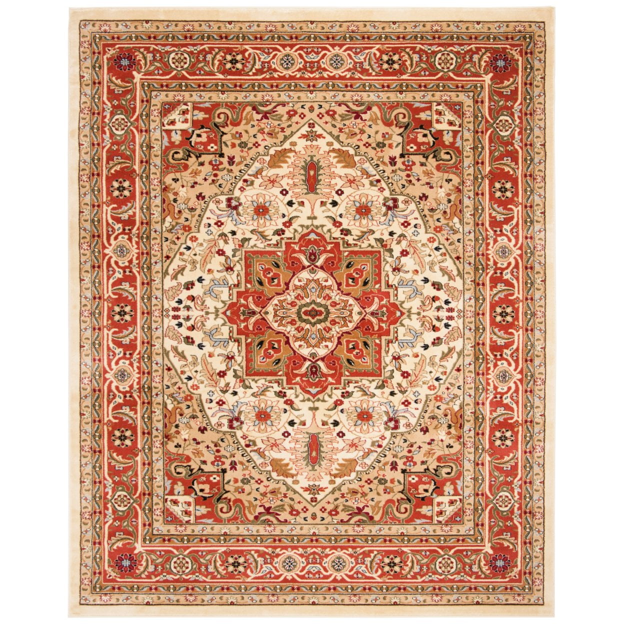 Ivory and Rust Hand-Knotted Synthetic 6' x 9' Area Rug