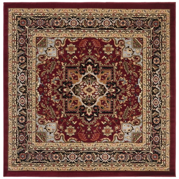 SAFAVIEH Lyndhurst Miranda Floral Area Rug, Red/Black, 3'3" x 3'3" Square