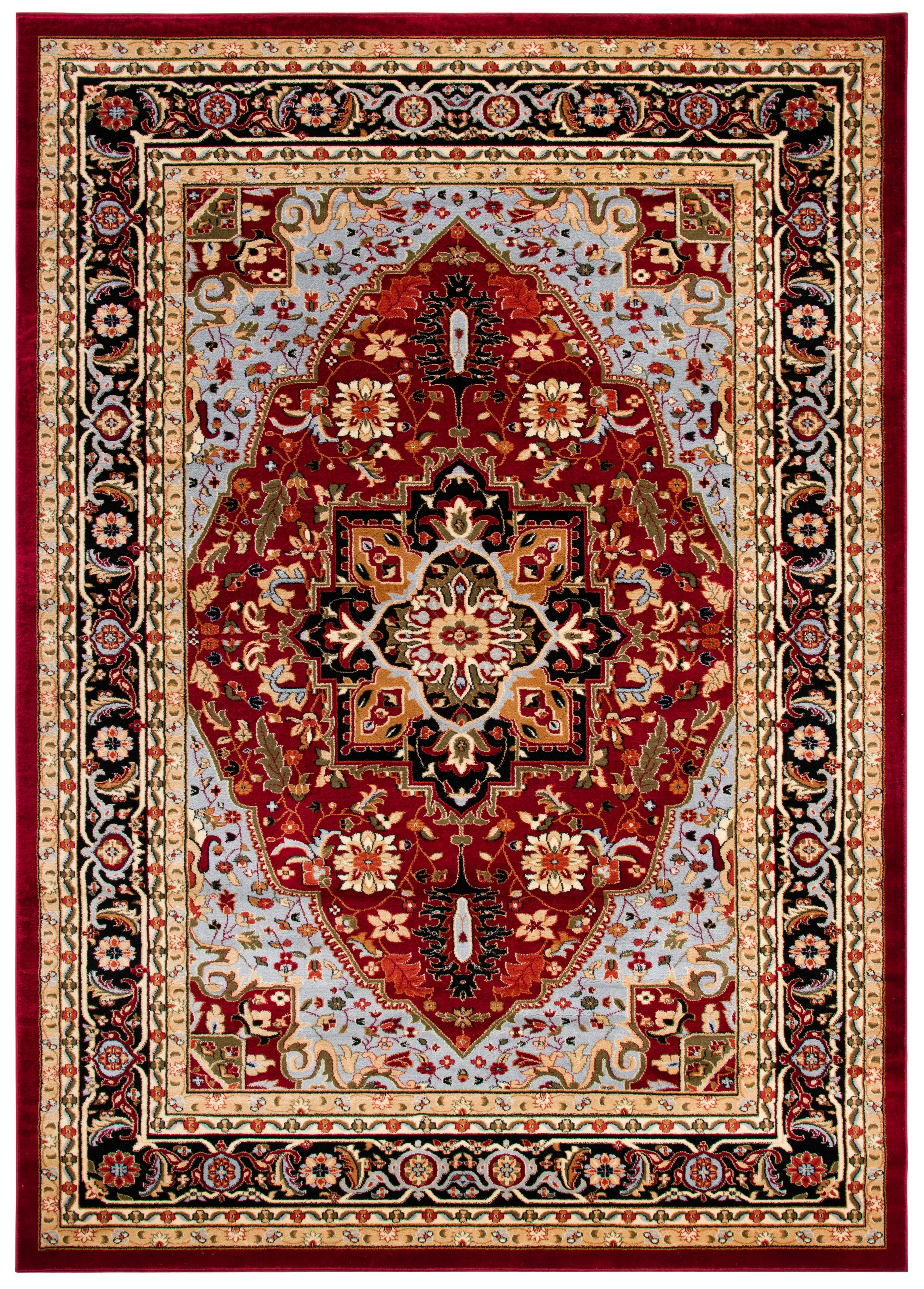 Red and Black Synthetic Persian Floral 8' x 10' Area Rug