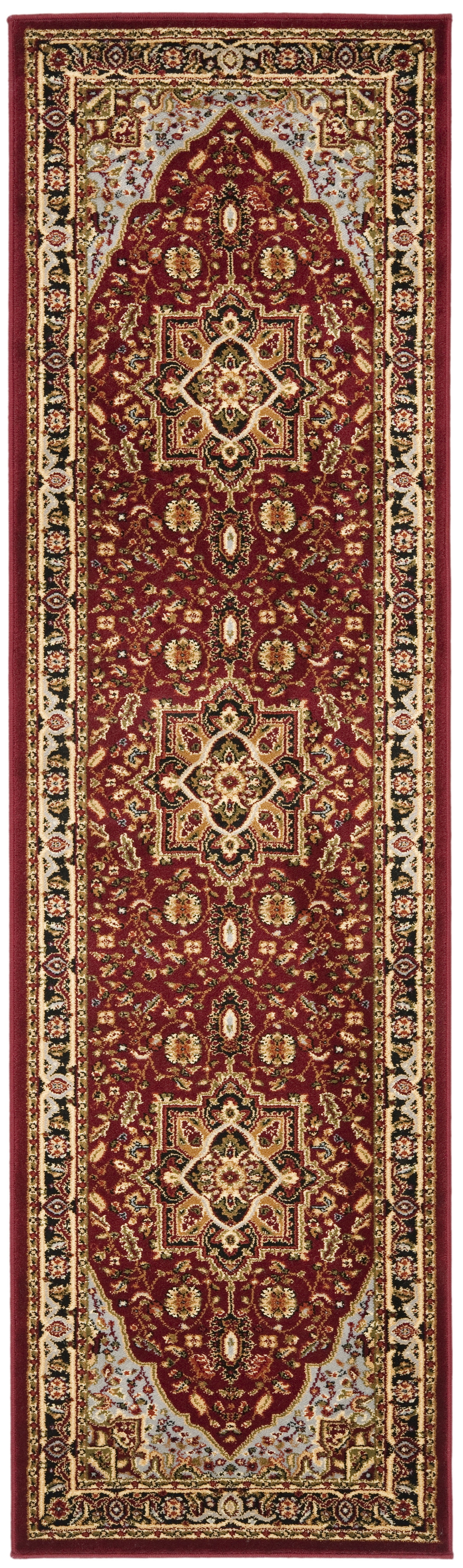 Hand-Knotted Red and Black Persian Runner Rug