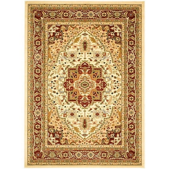 SAFAVIEH Lyndhurst Miranda Traditional Bordered Area Rug, Ivory/Red, 5'3" x 7'6"