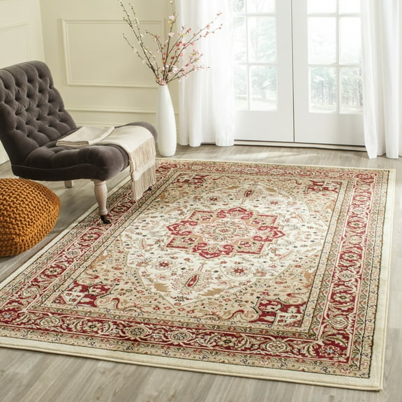 SAFAVIEH Lyndhurst Miranda Traditional Bordered Area Rug, Ivory/Red, 6' x 9'