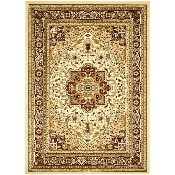 SAFAVIEH Lyndhurst Miranda Traditional Bordered Area Rug, Ivory/Red, 8' x 8' Square