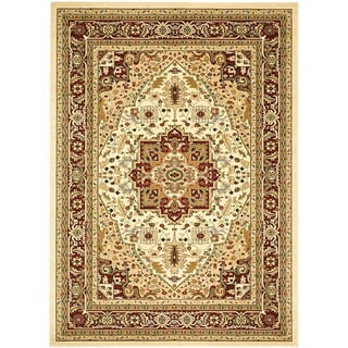 SAFAVIEH Lyndhurst Miranda Traditional Bordered Area Rug, Ivory/Red, 8' x 8' Square