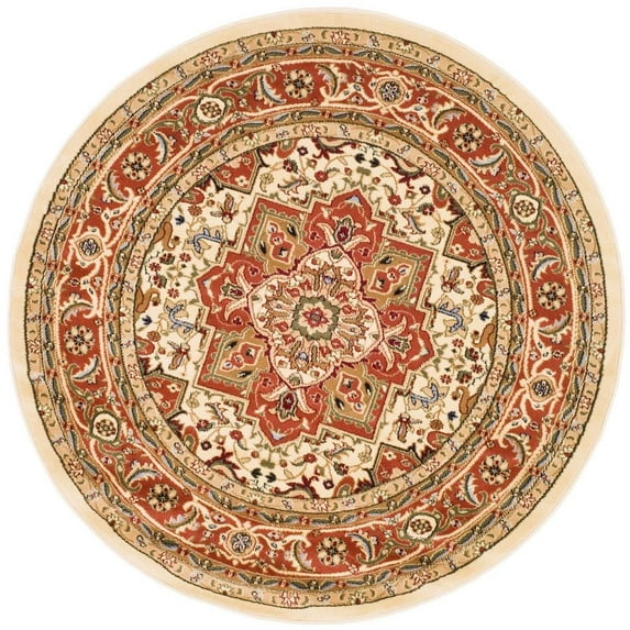 SAFAVIEH Lyndhurst Miranda Traditional Bordered Area Rug, Ivory/Rust, 10' x 10' Round