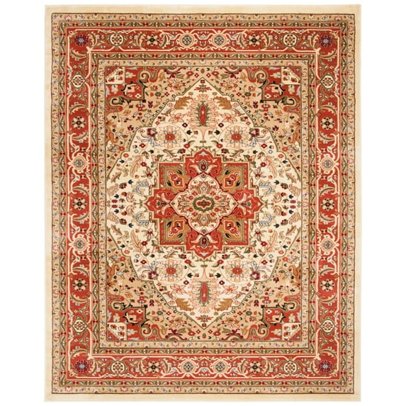 SAFAVIEH Lyndhurst Miranda Traditional Bordered Area Rug, Ivory/Rust, 10' x 10' Square
