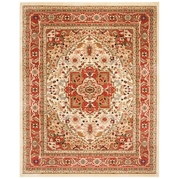 SAFAVIEH Lyndhurst Miranda Traditional Bordered Area Rug, Ivory/Rust, 10' x 10' Square