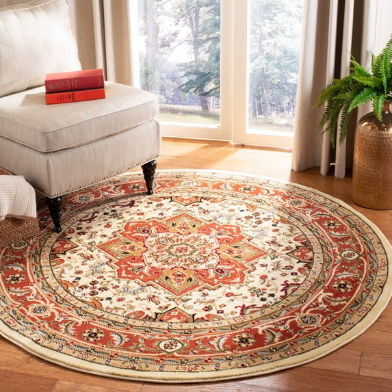 Safavieh Lyndhurst Miranda Floral Area Rug, Ivory/Rust, 5'3" x 5'3" Round