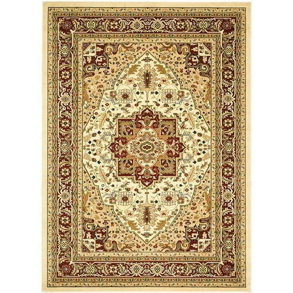 SAFAVIEH Lyndhurst Miranda Traditional Bordered Area Rug, Ivory/Rust, 5'3" x 5'3" Round