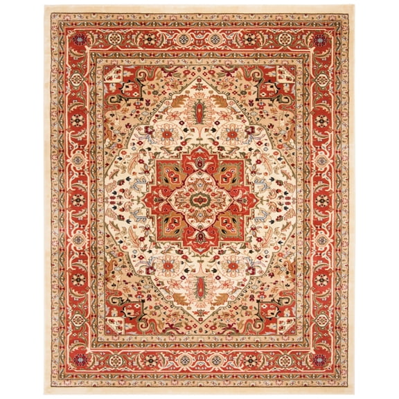 SAFAVIEH Lyndhurst Miranda Traditional Bordered Area Rug, Ivory/Rust, 8' x 8' Square