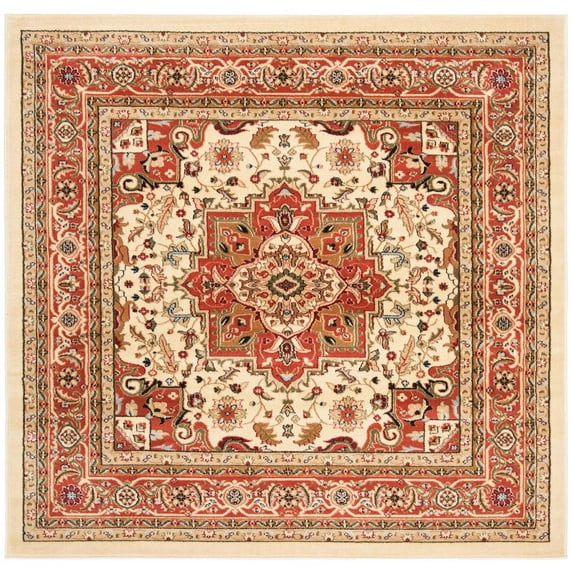 SAFAVIEH Lyndhurst Miranda Traditional Bordered Area Rug, Ivory/Rust, 8' x 8' Square