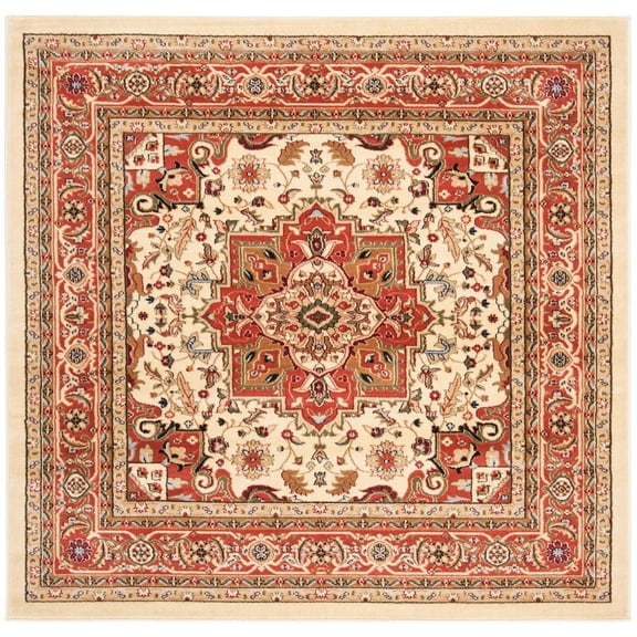 SAFAVIEH Lyndhurst Miranda Traditional Bordered Area Rug, Ivory/Rust, 8' x 8' Square