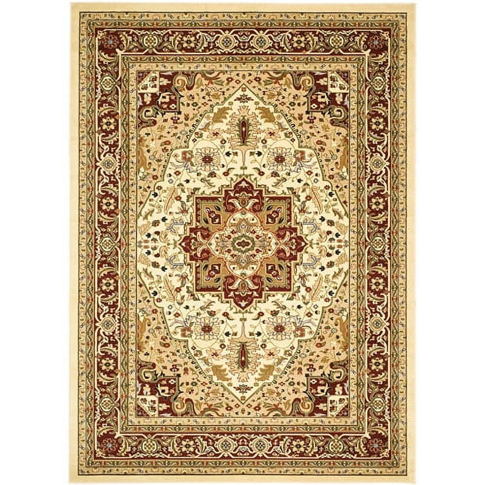 Ivory and Rust Floral Square Synthetic Area Rug