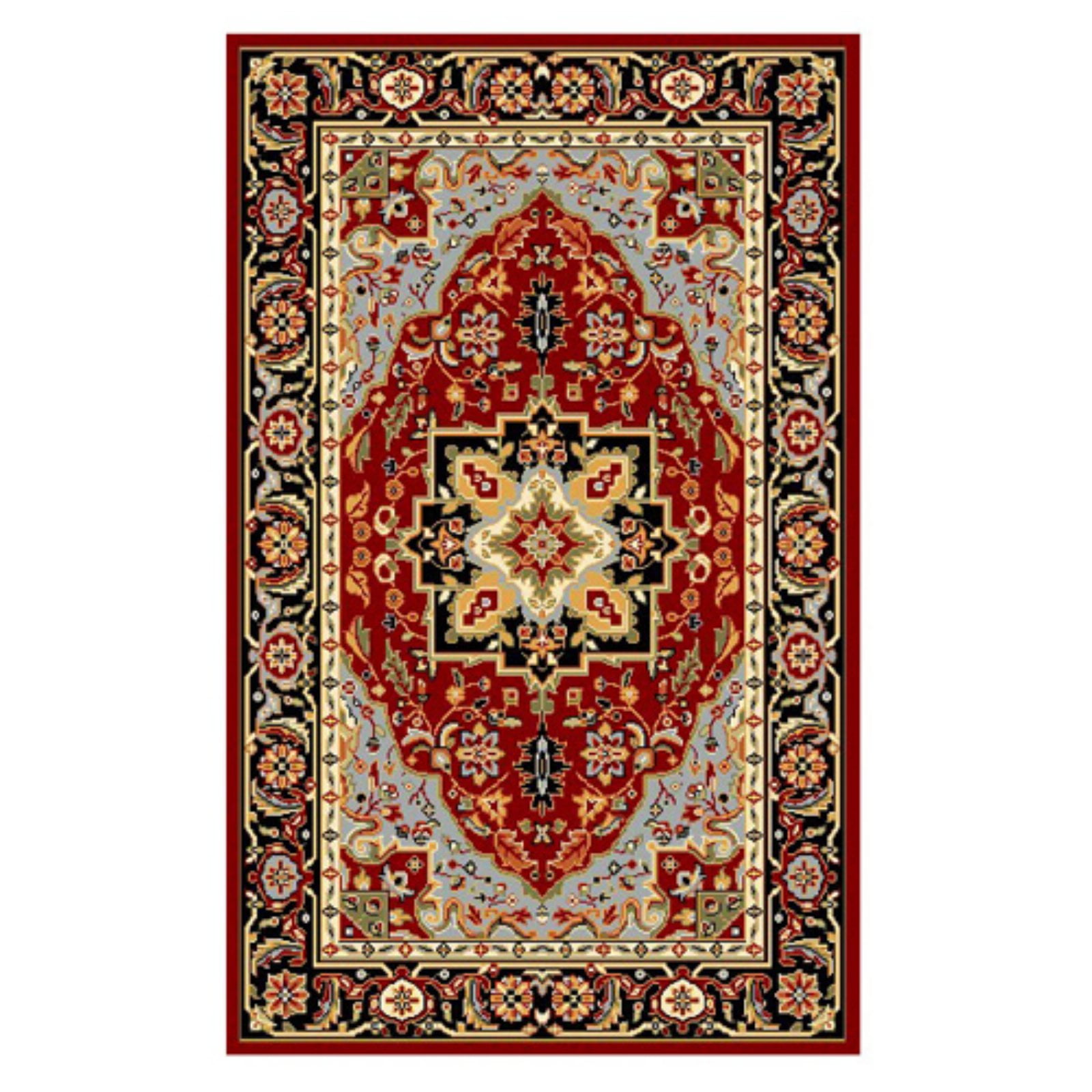 Lyndhurst Red and Black Floral Synthetic Area Rug 3'3" x 5'3"