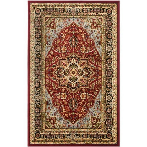 SAFAVIEH Lyndhurst Miranda Traditional Bordered Area Rug, Red/Black, 6' x 6' Square