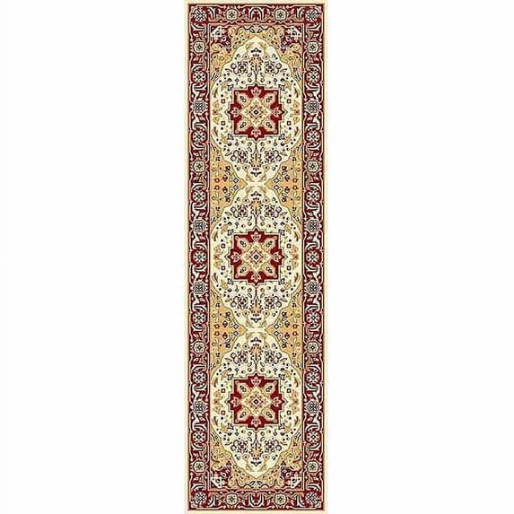 SAFAVIEH Lyndhurst Miranda Traditional Bordered Runner Rug, Ivory/Red, 2'3" x 10'