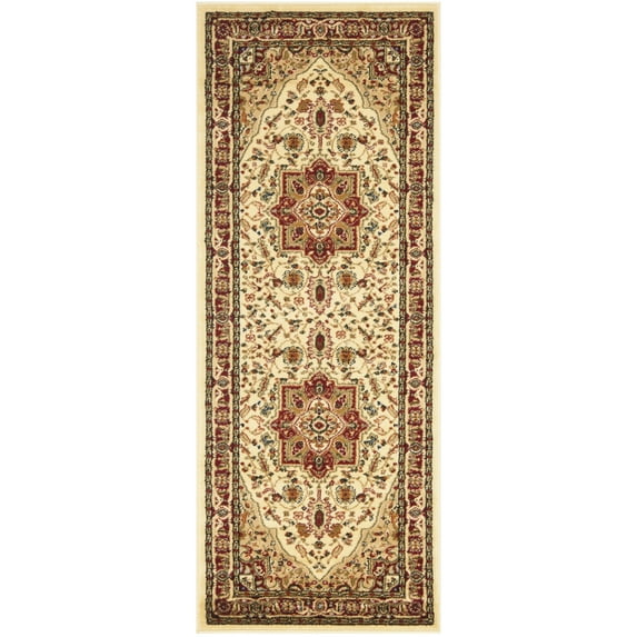 SAFAVIEH Lyndhurst Miranda Traditional Bordered Runner Rug, Ivory/Red, 2'3" x 18'