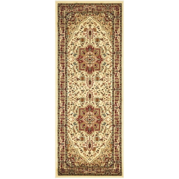 SAFAVIEH Lyndhurst Miranda Traditional Bordered Runner Rug, Ivory/Red, 2'3" x 18'