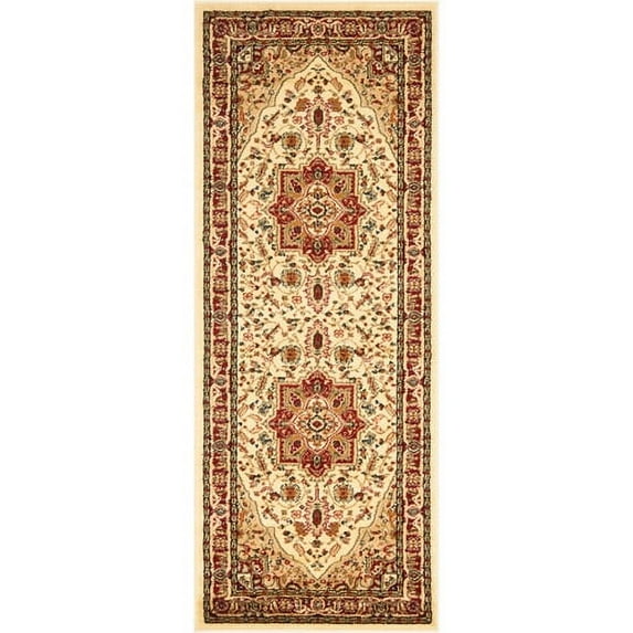 SAFAVIEH Lyndhurst Miranda Traditional Bordered Runner Rug, Ivory/Red, 2'3" x 8'