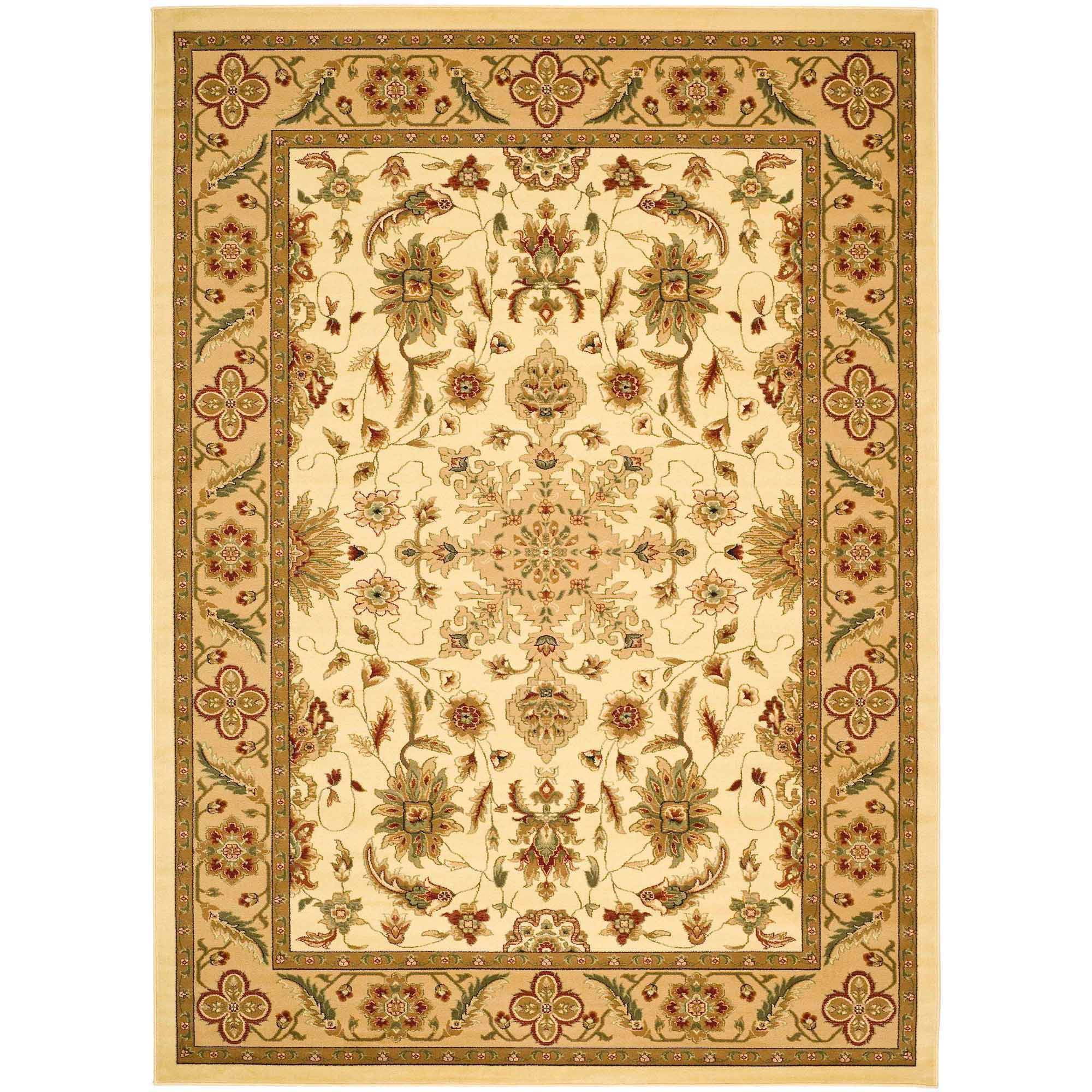 Ivory and Tan 8' x 8' Safavid Style Area Rug