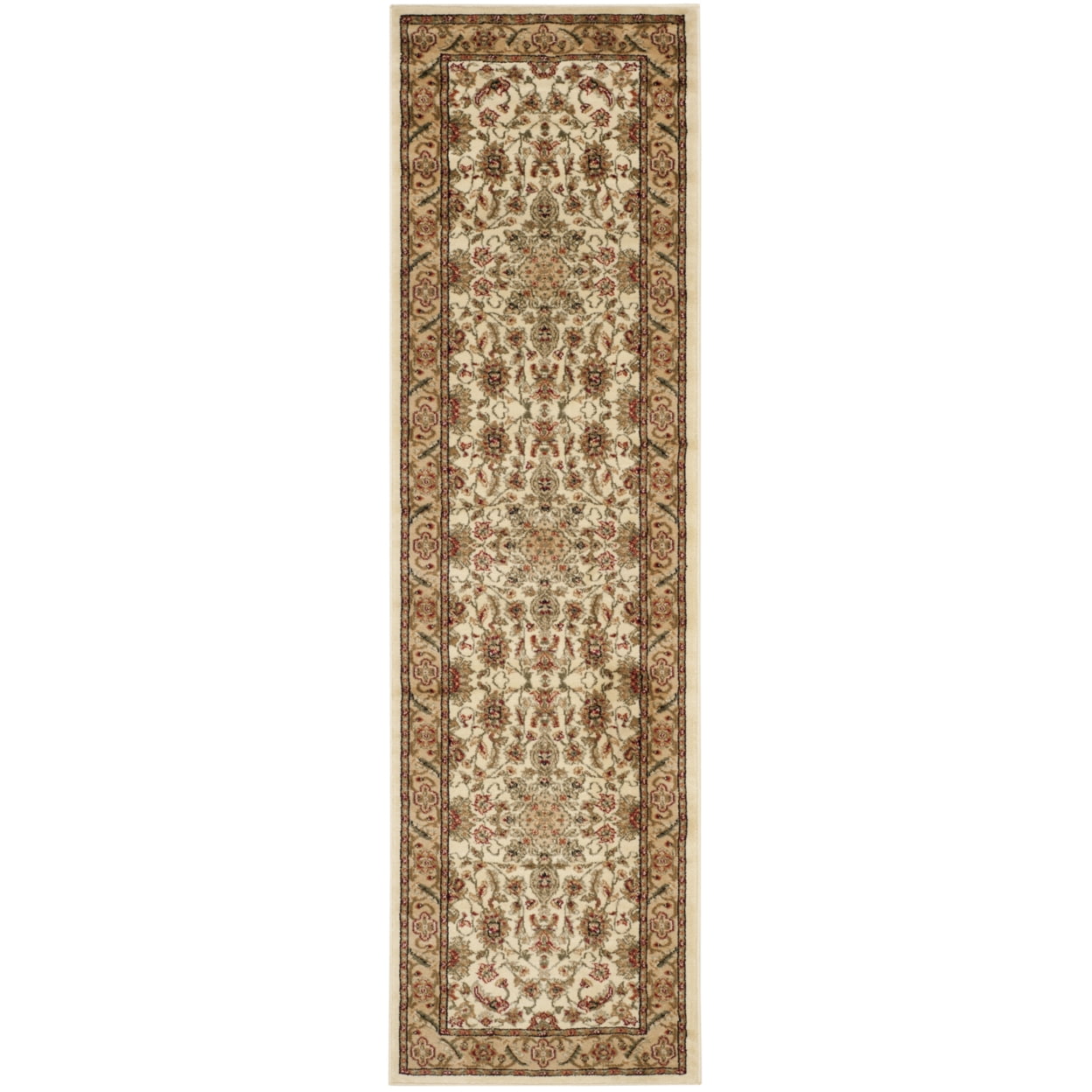 SAFAVIEH Lyndhurst Nadia Floral Border Runner Rug, Ivory/Tan, 2'3" x 16'