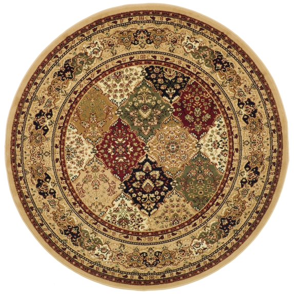 SAFAVIEH Lyndhurst Oliva Traditional Bordered Area Rug, Multi/Black, 5'3" x 5'3" Round
