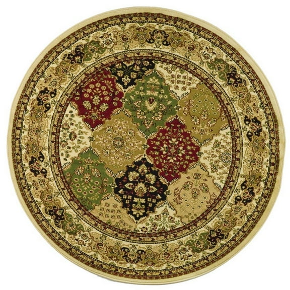SAFAVIEH Lyndhurst Oliva Traditional Bordered Area Rug, Multi/Ivory, 8' x 8' Round