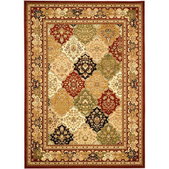 SAFAVIEH Lyndhurst Oliva Traditional Bordered Area Rug, Multi/Red, 5'3" x 5'3" Round