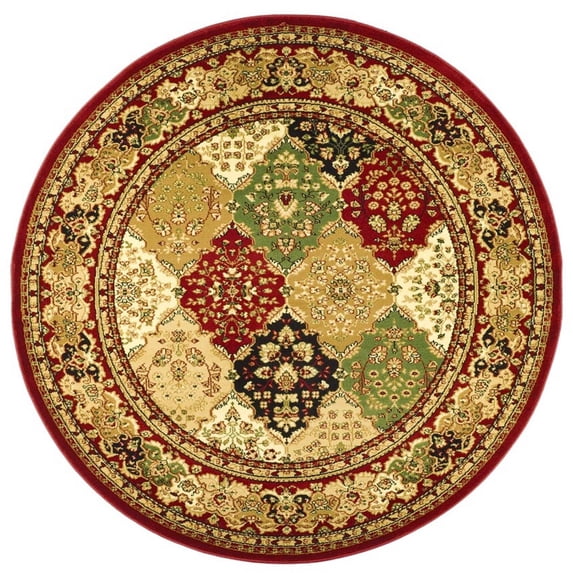SAFAVIEH Lyndhurst Oliva Traditional Bordered Area Rug, Multi/Red, 8' x 8' Round